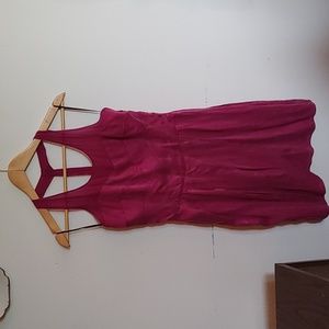 Maison Fuschia 100% silk tulip hem cocktail dress size Medium